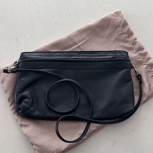 DEREK ALEXANDER LEATHER CLUTCH POUCH IN DARK NAVY